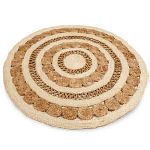 Round Handwoven Ivory Braided Jute Lace Mat ICJHM58 (2)