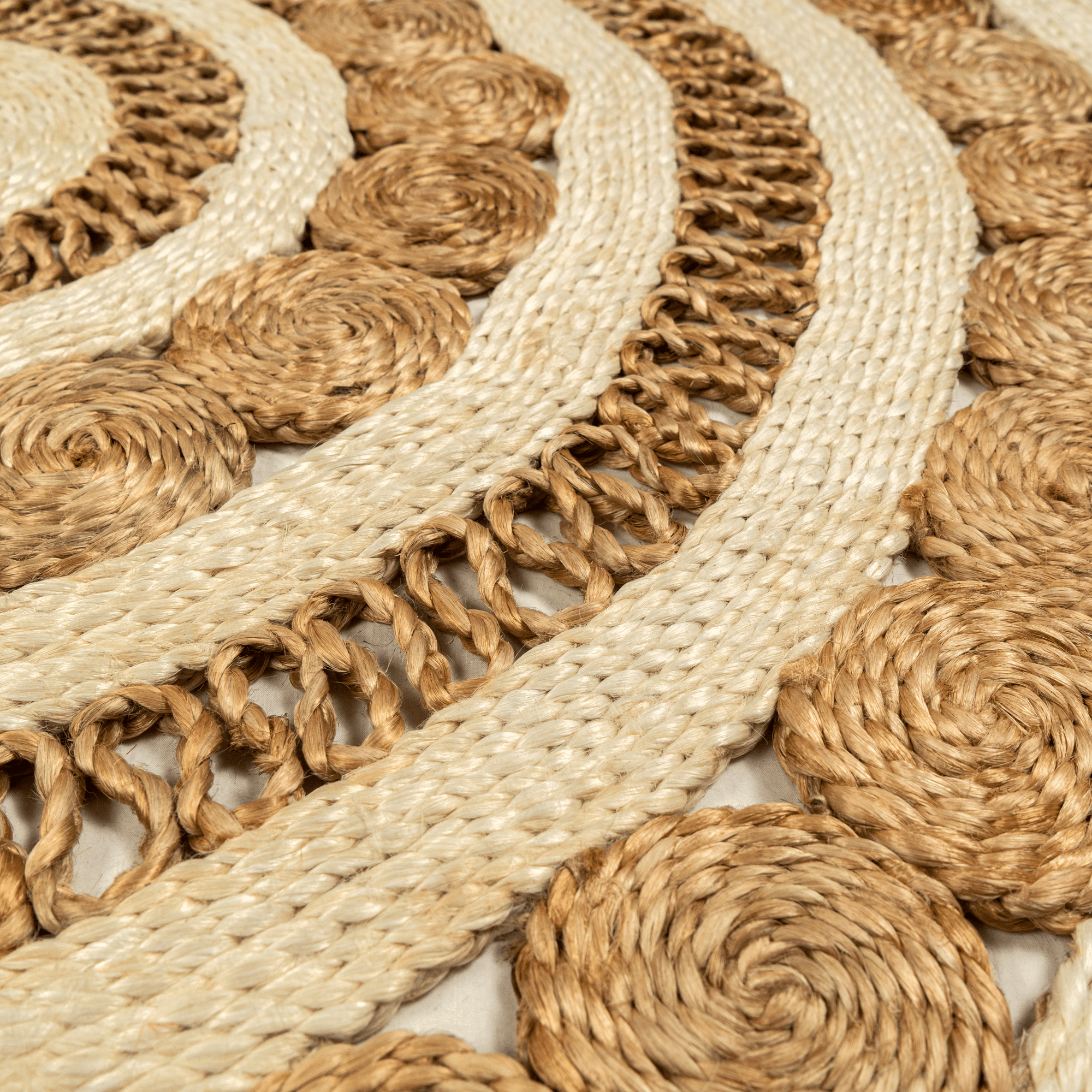 Round Handwoven Ivory Braided Jute Lace Mat ICJHM58 (3)