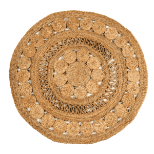 Round Handwoven Ivory Braided Jute Lace Mat ICJHM58 (4)