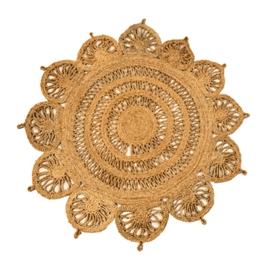 Plain Handwoven Floral-Shaped Jute Lace Mat ICJHM28 (4)