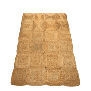 Hand-Woven Braided Jute Carpet with Geometric Pattern ICJHM60