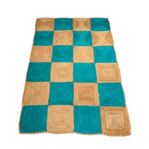 Hand-Woven Multi-Tone Capri Blue Jute Carpet ( ICJHM61) (1)