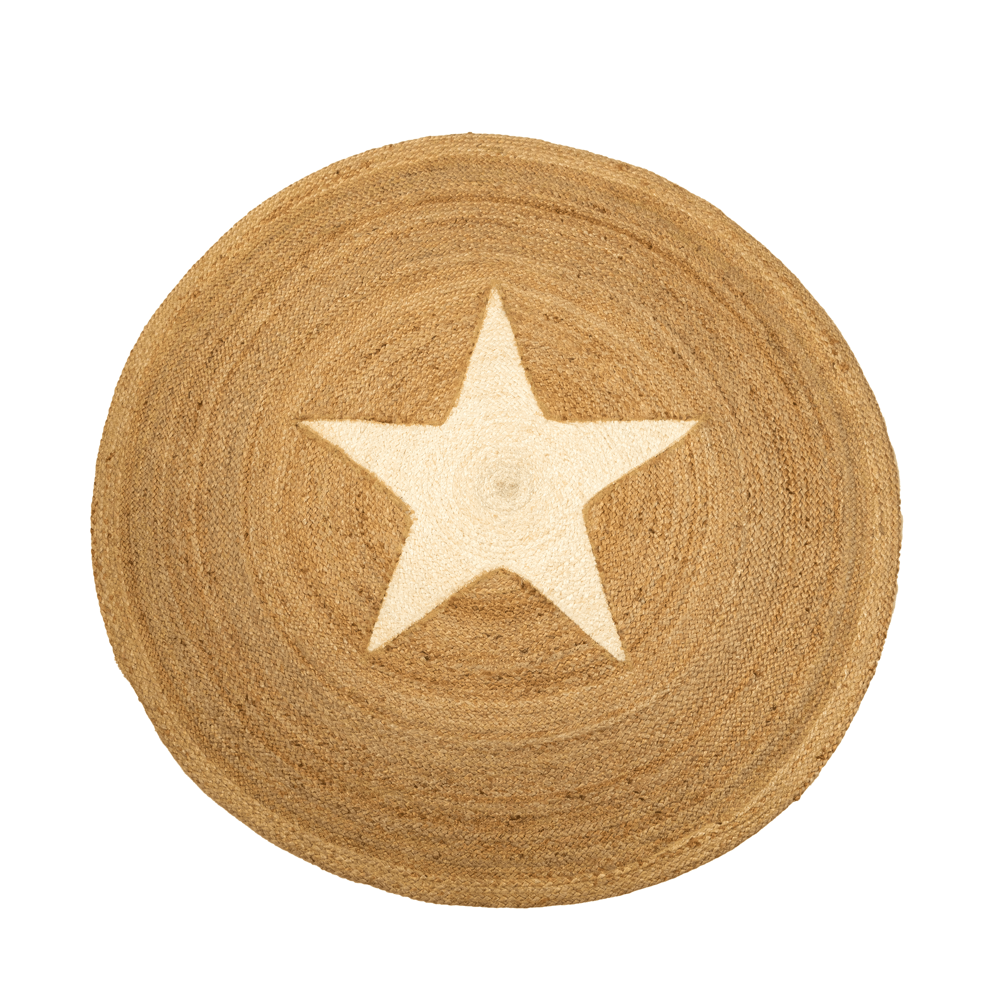 Handwoven Two-Tone Round Star Jute Mat (ICJMR11) (1)