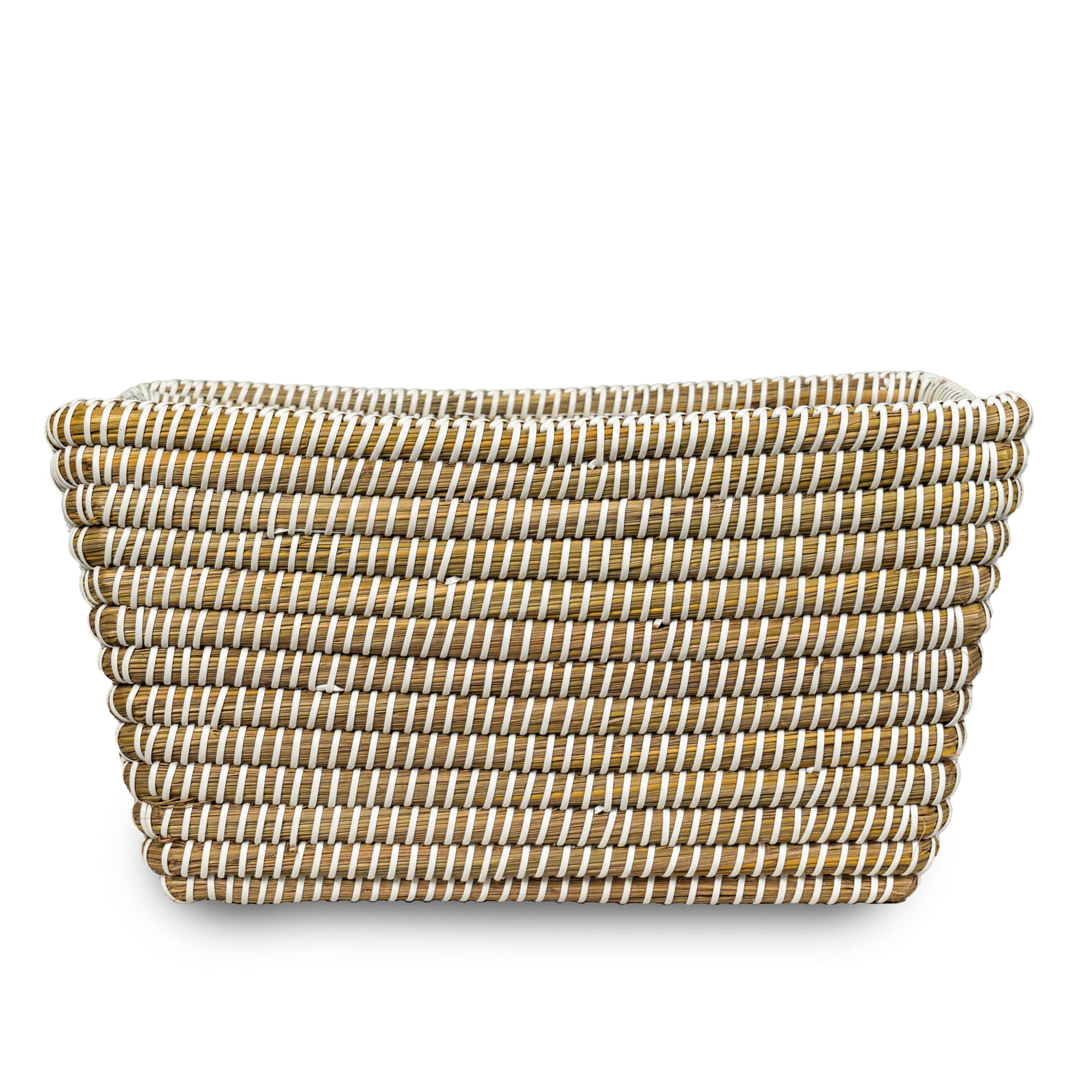 Plain Rectangular Jute Storage Basket with Carved Handles- ICKGHB18 (1)