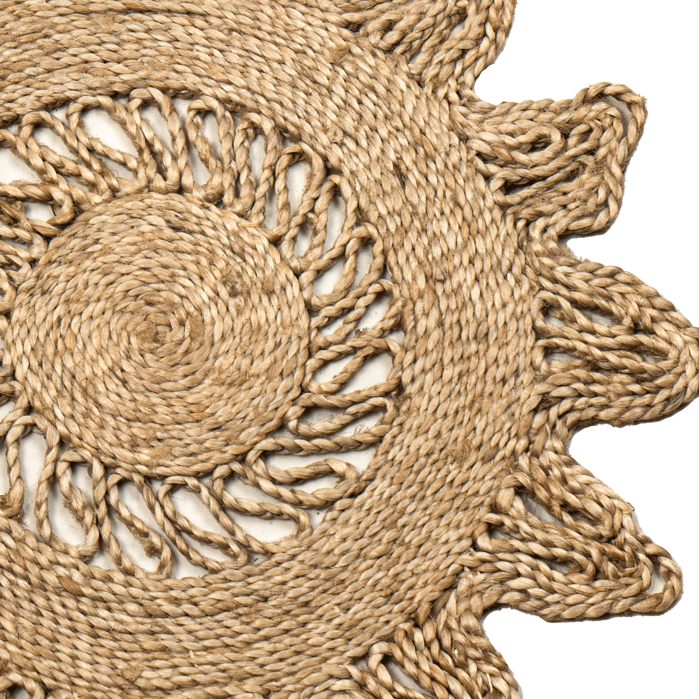 Handwoven Lace Floral Jute Mat. SKU-ICJHM62