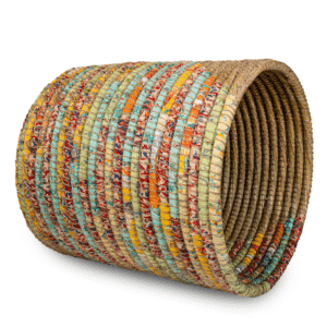 Multicolor Hand-Woven Kans Grass Cylindrical Storage Basket - ICKGHB11 (4)
