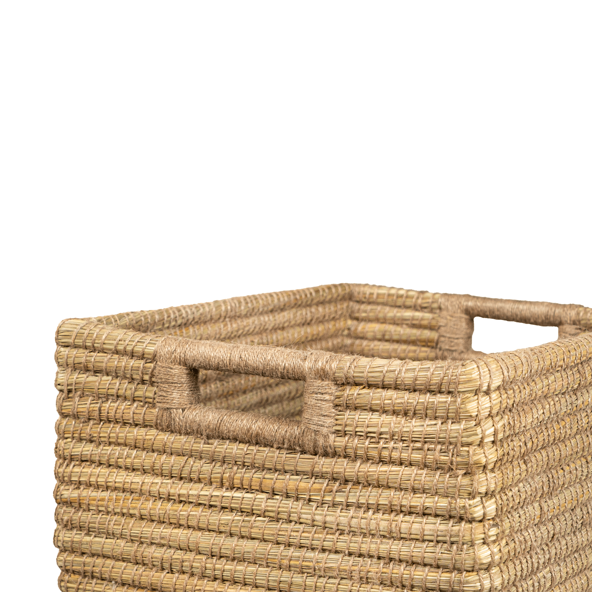 Rustic Hand-Woven Kans Grass Storage Tray, Large & Medium (3)