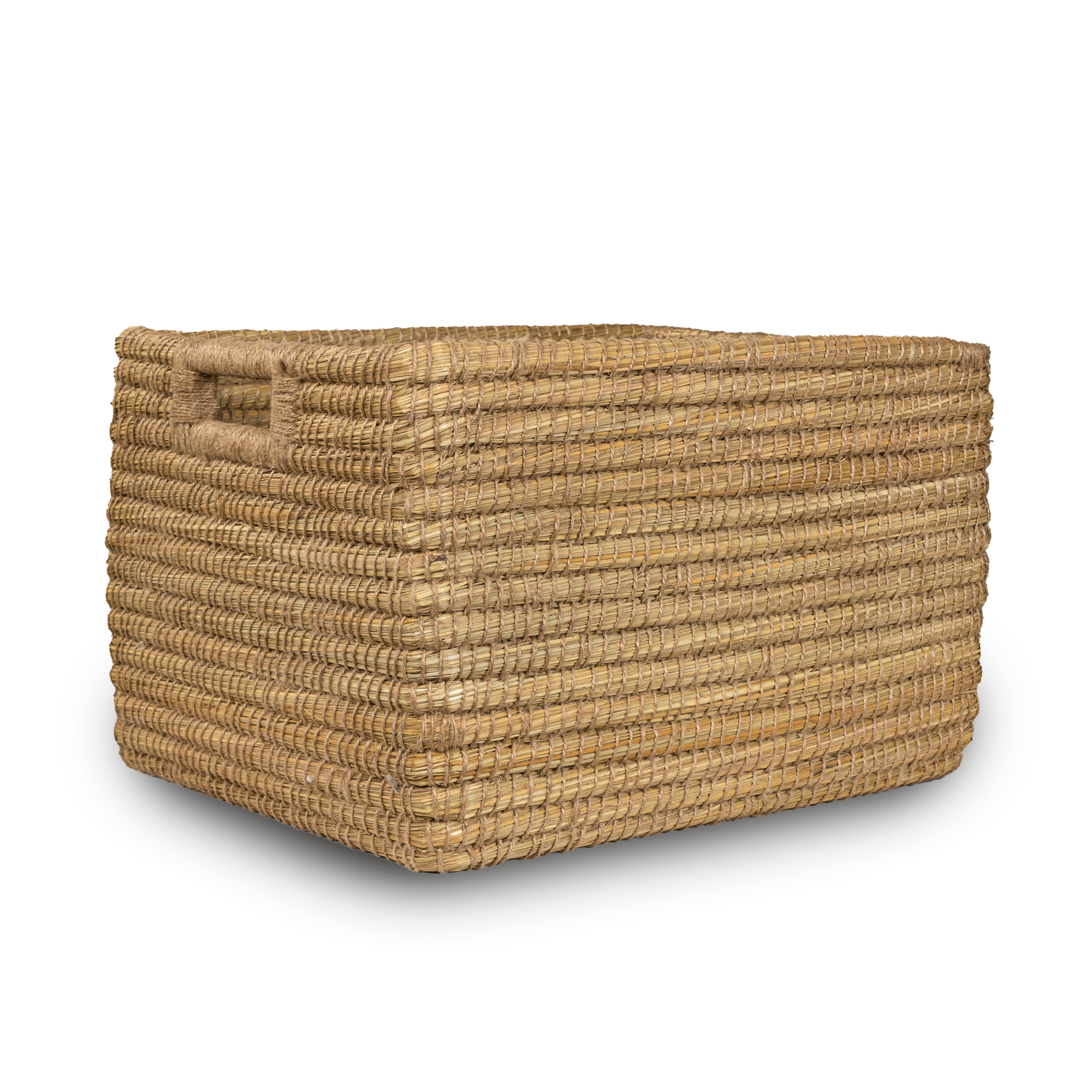 Rustic Hand-Woven Kans Grass Storage Tray, Large & Medium (2)