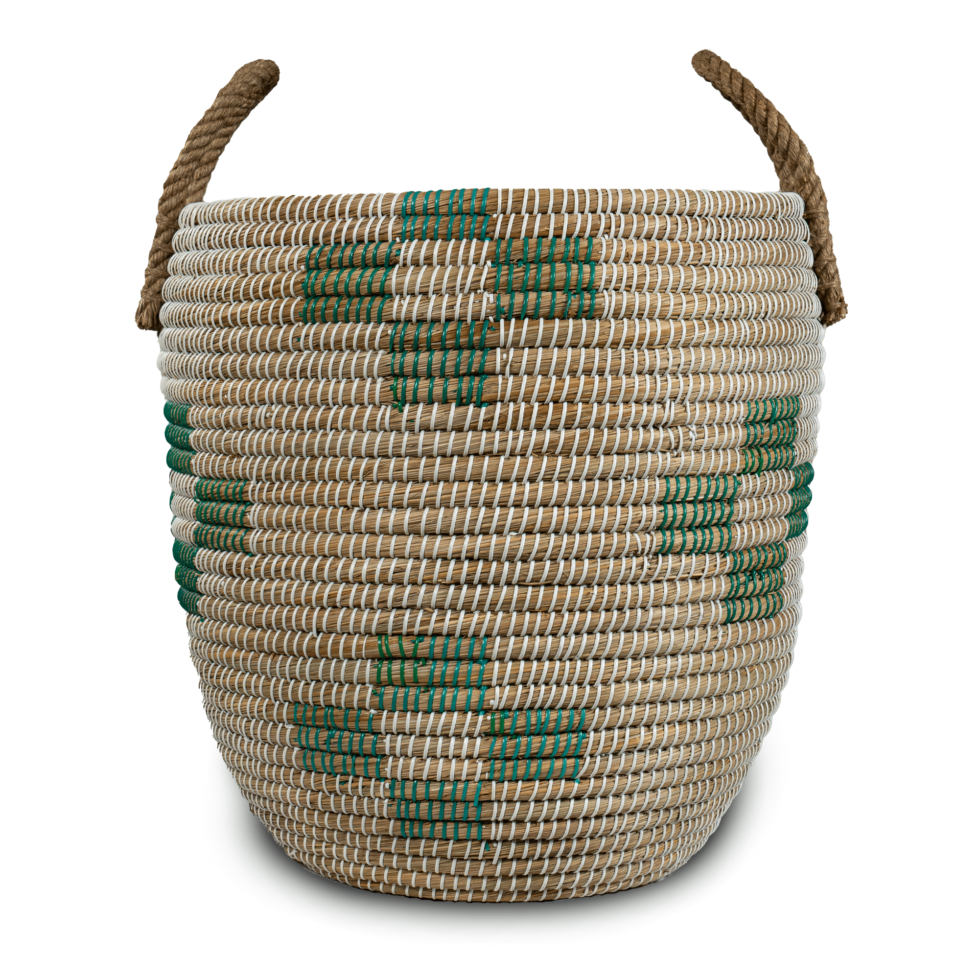 Kans Grass Round-Bottom Storage Basket with Handles & Lid (1)