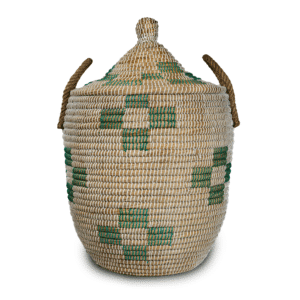 Kans Grass Round-Bottom Storage Basket with Handles & Lid (2)