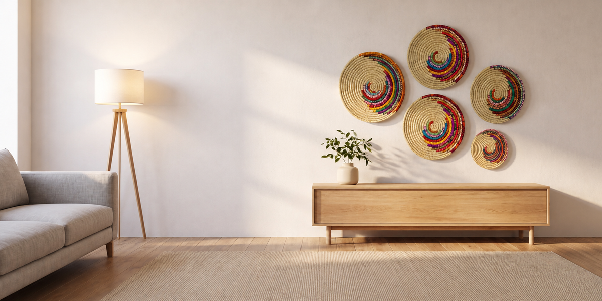 Woven to Inspire: Boho Multicolor Kans Grass Wall Art