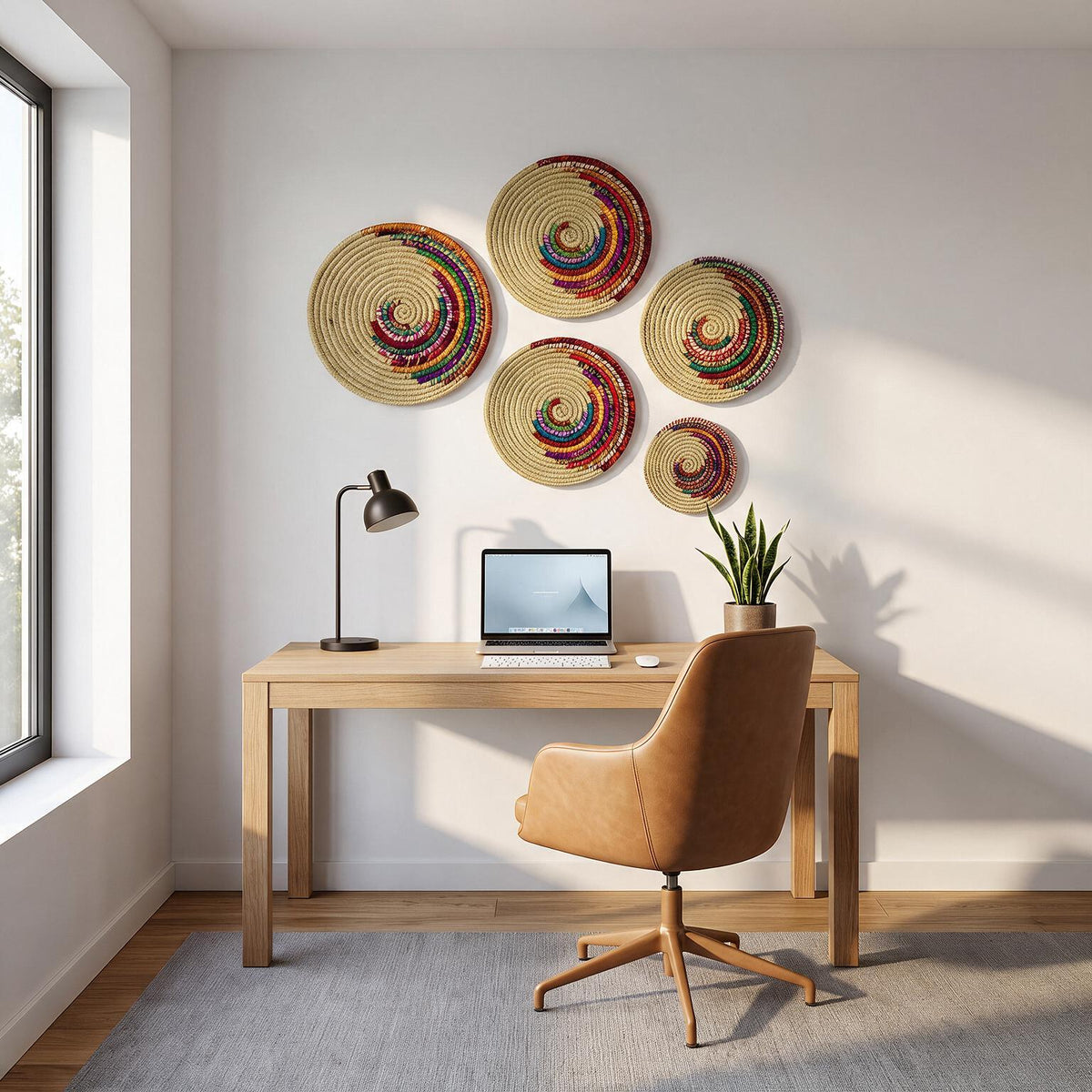 Boho Multicolor Kansgrass Wall Mats – Set of 3 or 5