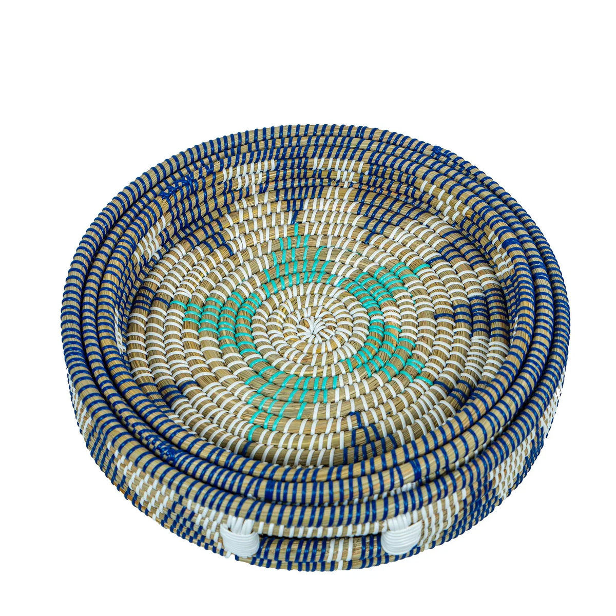 Handwoven Jute Style Kansgrass Basket Tray Set of 3