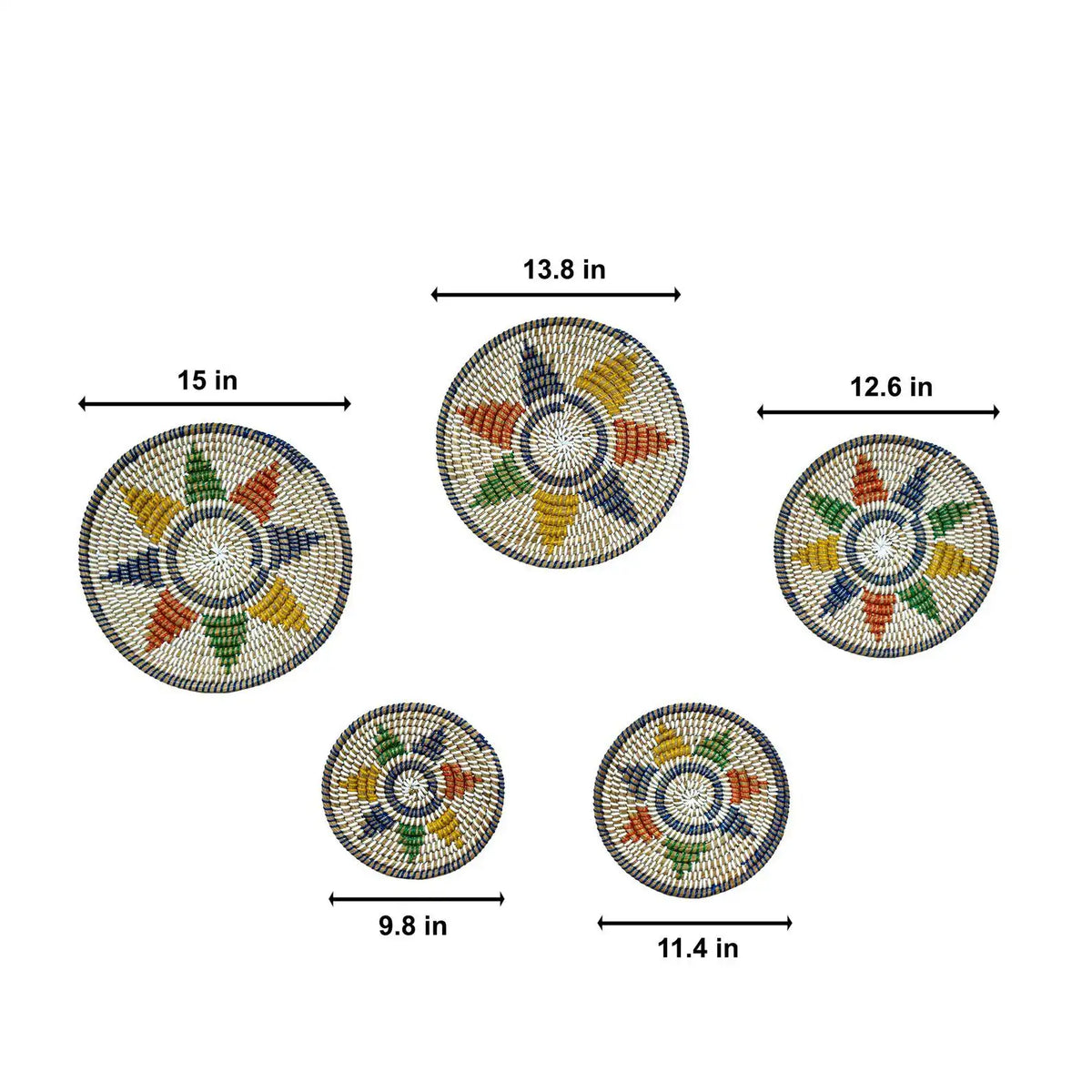 Monochrome Round Jute Style Kansgrass Wall Mat Set