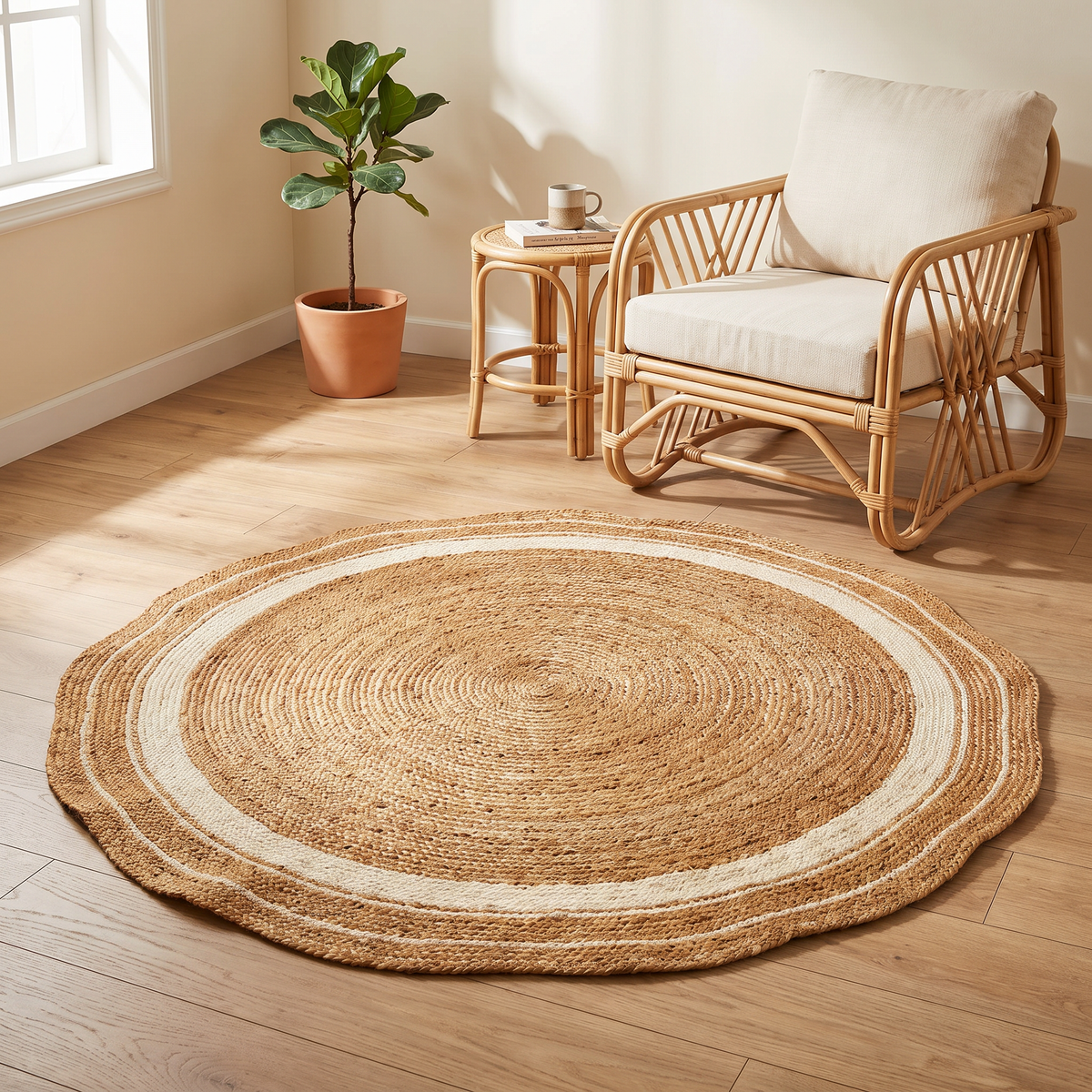 Round Braided Dichromic Boho Jute Mat