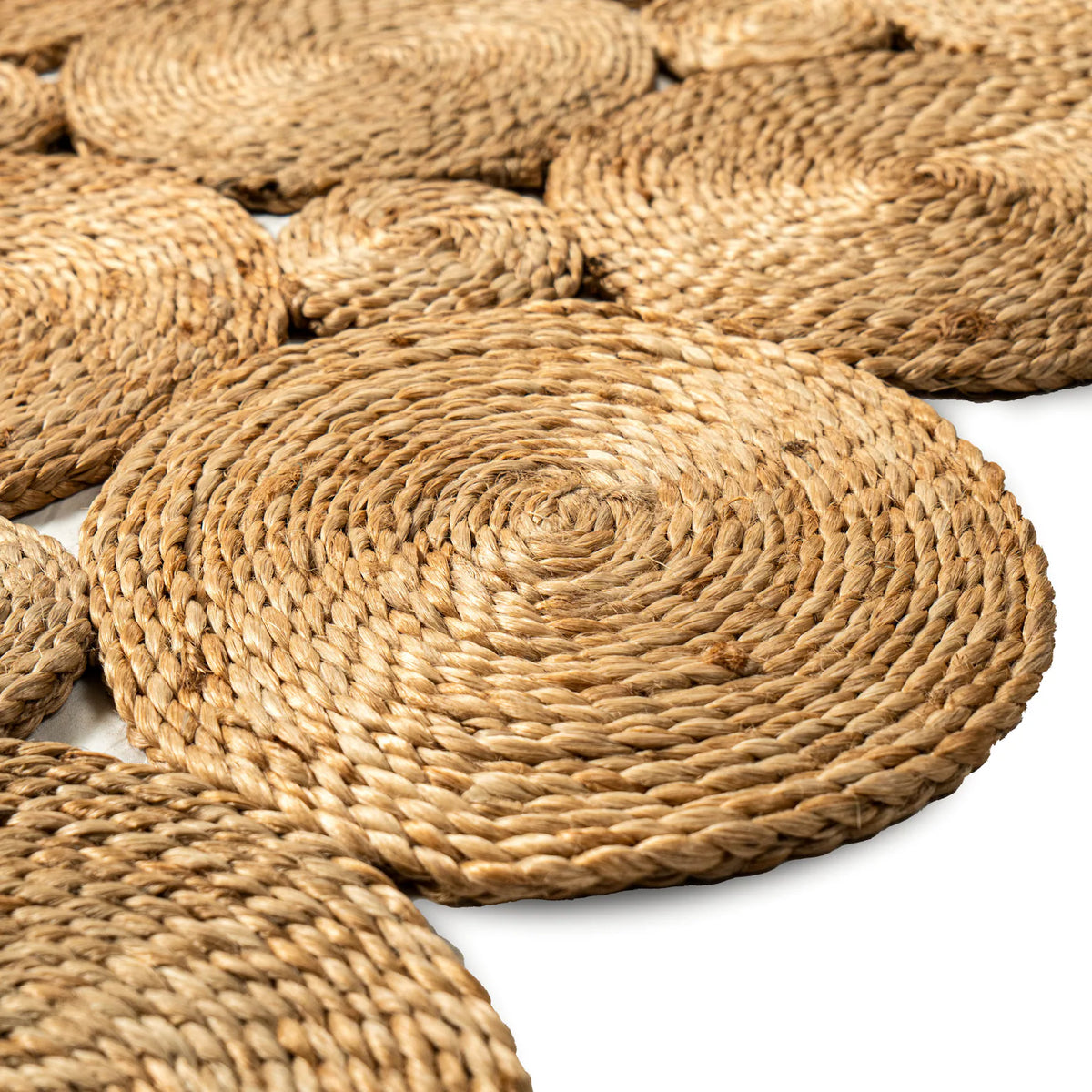 Hand Woven Geometric Patch Work Jute Rug