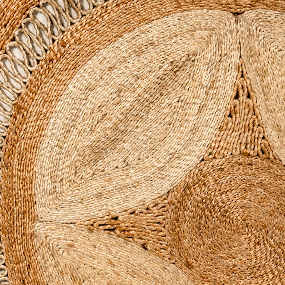 Handwoven Two Tone Round Star Jute Floormat