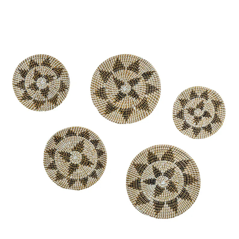 Rustic Multicolor Jute style Kansgrass Wall Mat Set of 5