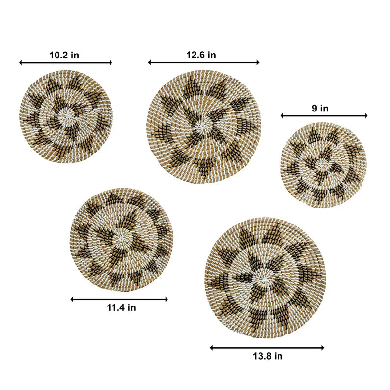 Rustic Multicolor Jute style Kansgrass Wall Mat Set of 5