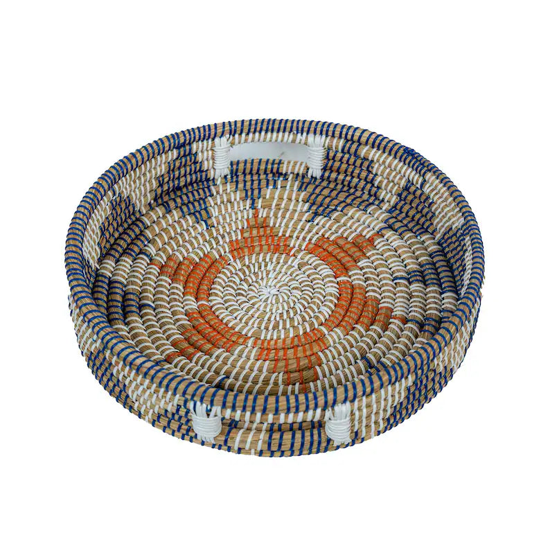 Jute Style Rustic Kansgrass Tray Set with Handles