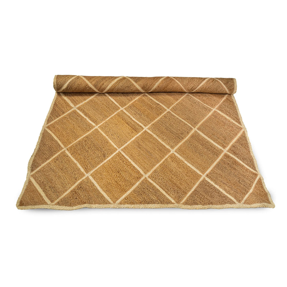 Handwoven Rectangular Jute Carpet with Sleek Chequered Pattern