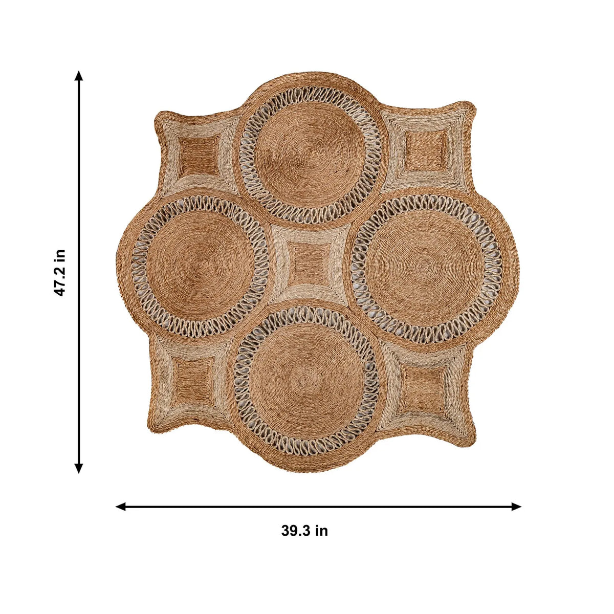 Handwoven Round Pattern Jute Mat