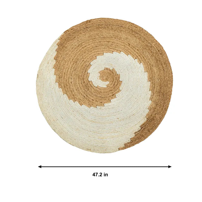 Jute Two Tone Spiral Pattern Round Mat