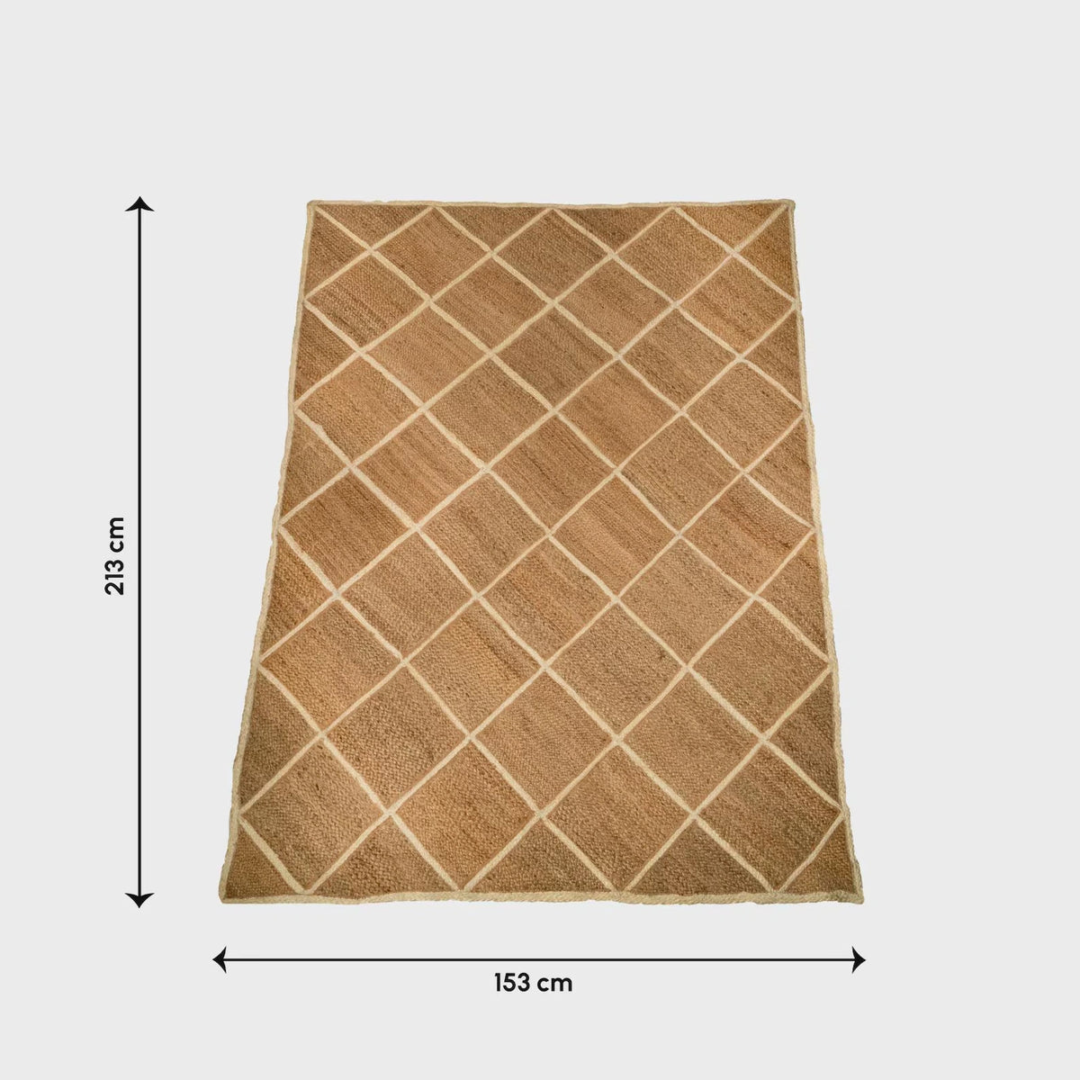 Handwoven Rectangular Jute Carpet with Sleek Chequered Pattern