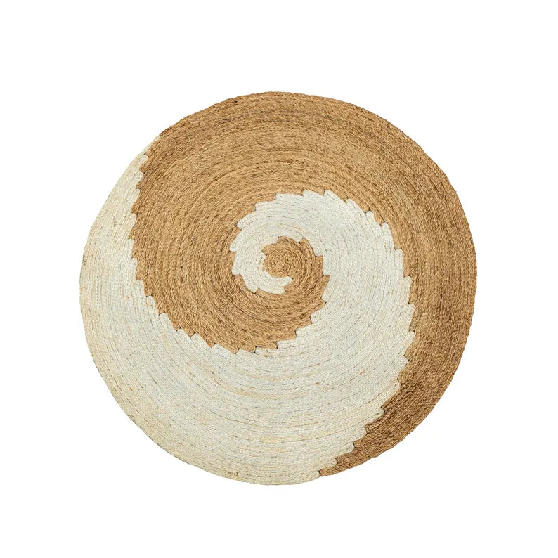 Jute Two Tone Spiral Pattern Round Mat