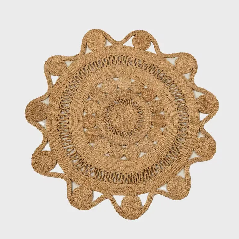 Handwoven Stellar Braided Jute Lace Mat