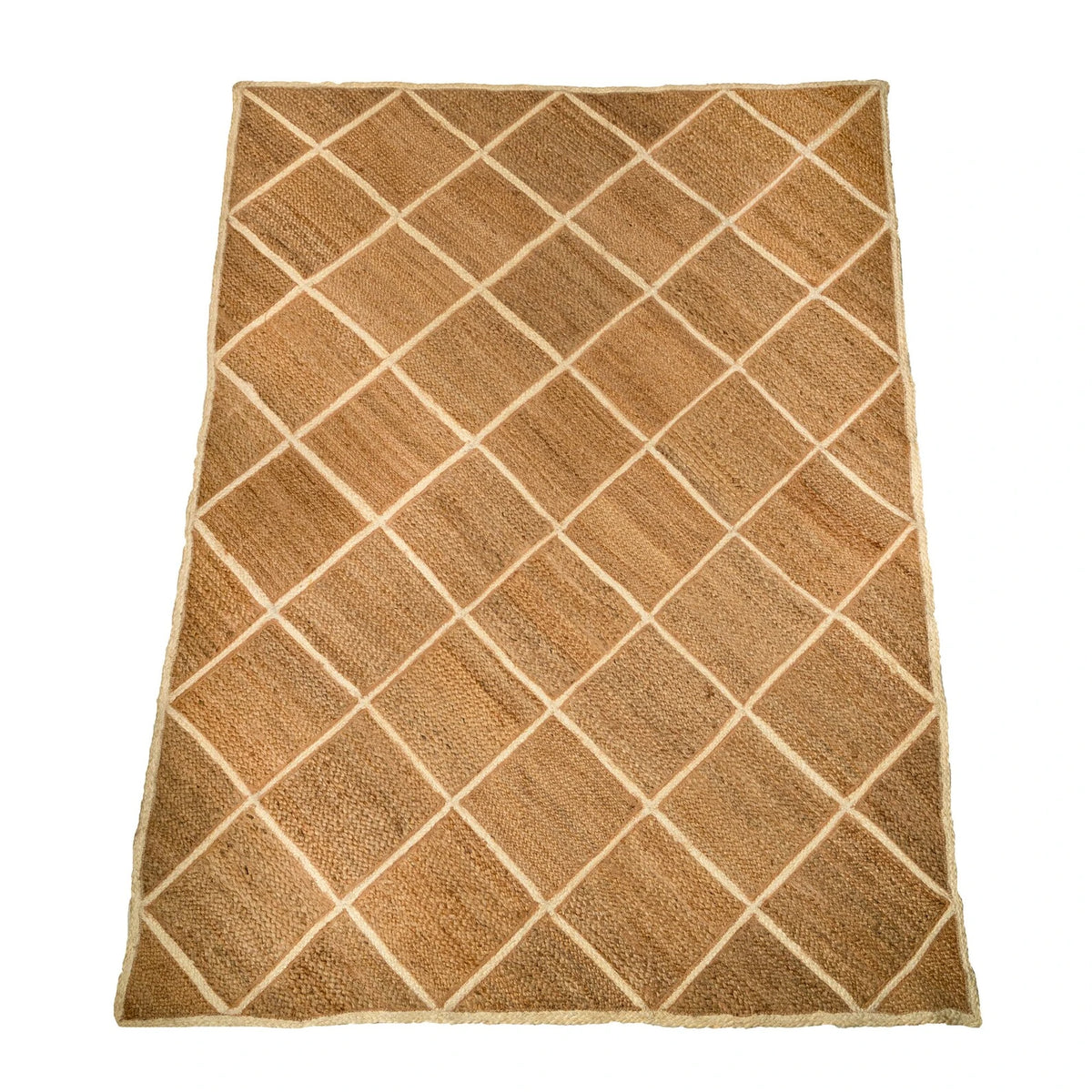 Handwoven Rectangular Jute Carpet with Sleek Chequered Pattern