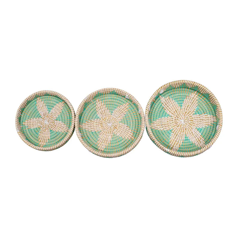 Rustic Kansgrass Multicolor Tray SET OF 3