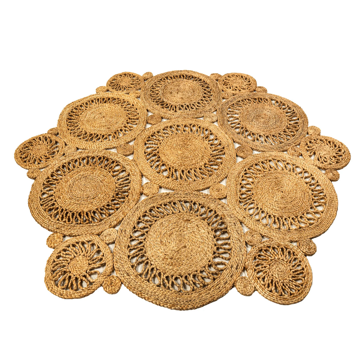 Handwoven Hexagonal Braided Jute Mat