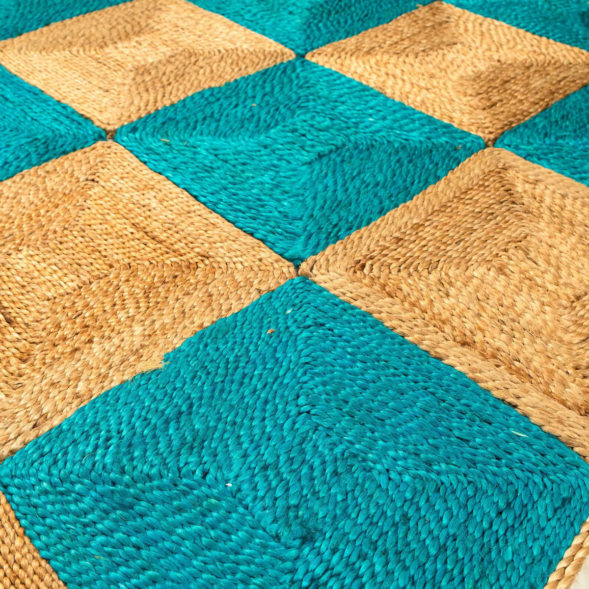Hand Woven Capri Blue Natural Jute Rug Carpet