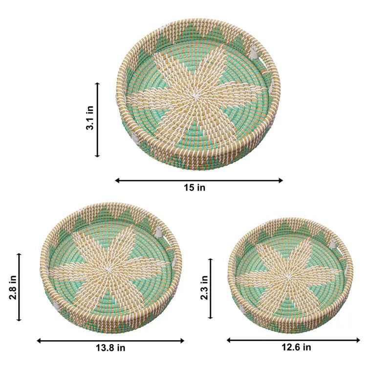 Rustic Kansgrass Multicolor Tray SET OF 3