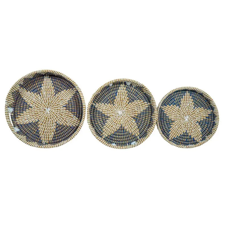 Jute Style Handwoven Kansgrass Tray Set of 3