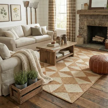 Handwoven Rectangular Geometric Jute Rug