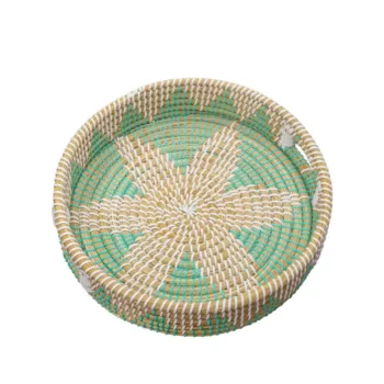 Rustic Multicolor Kansgrass Tray Set of 3 – Jute Style Serving Trays