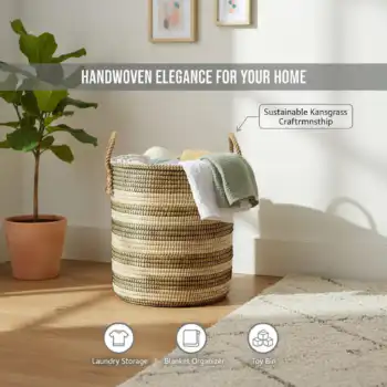 round kans grass storage basket