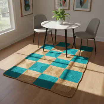 Handwoven Jute Rug in Capri Blue & Natural Tone Design
