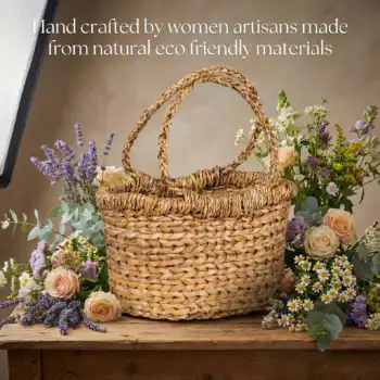 oval seagrass storage basket with handle