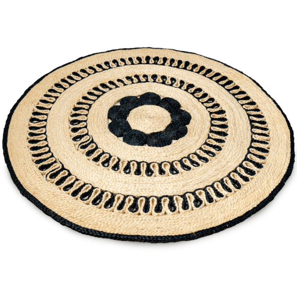 Handwoven Round Braided Monochrome Jute Mat (3)