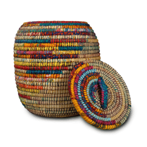 Multicolor Round-Bottom Kans Grass Storage Basket (2)