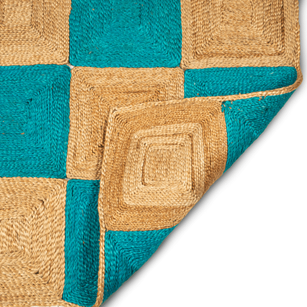 Hand-Woven Multi-Tone Capri Blue Jute Carpet ( ICJHM61) (4)