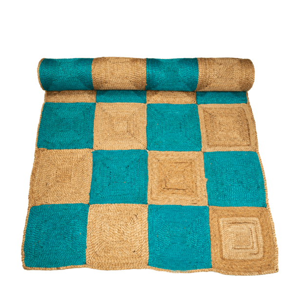 Hand-Woven Multi-Tone Capri Blue Jute Carpet ( ICJHM61) (5)