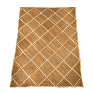 Handwoven Rectangular Jute Carpet with Sleek Chequered Pattern (ICJMR3) (1)