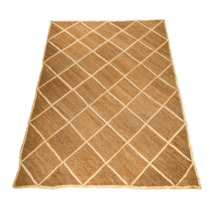 Handwoven Rectangular Jute Carpet with Sleek Chequered Pattern (ICJMR3) (2)