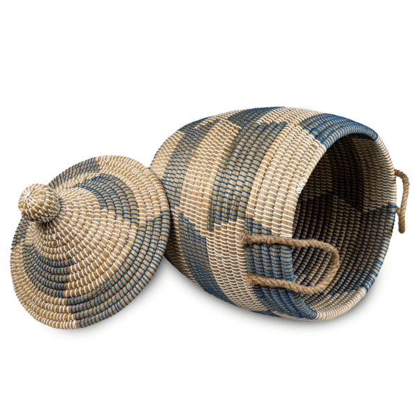 Kans Grass Patterened Round-Bottomed Basket with Lid - ICKGHB6 (3)