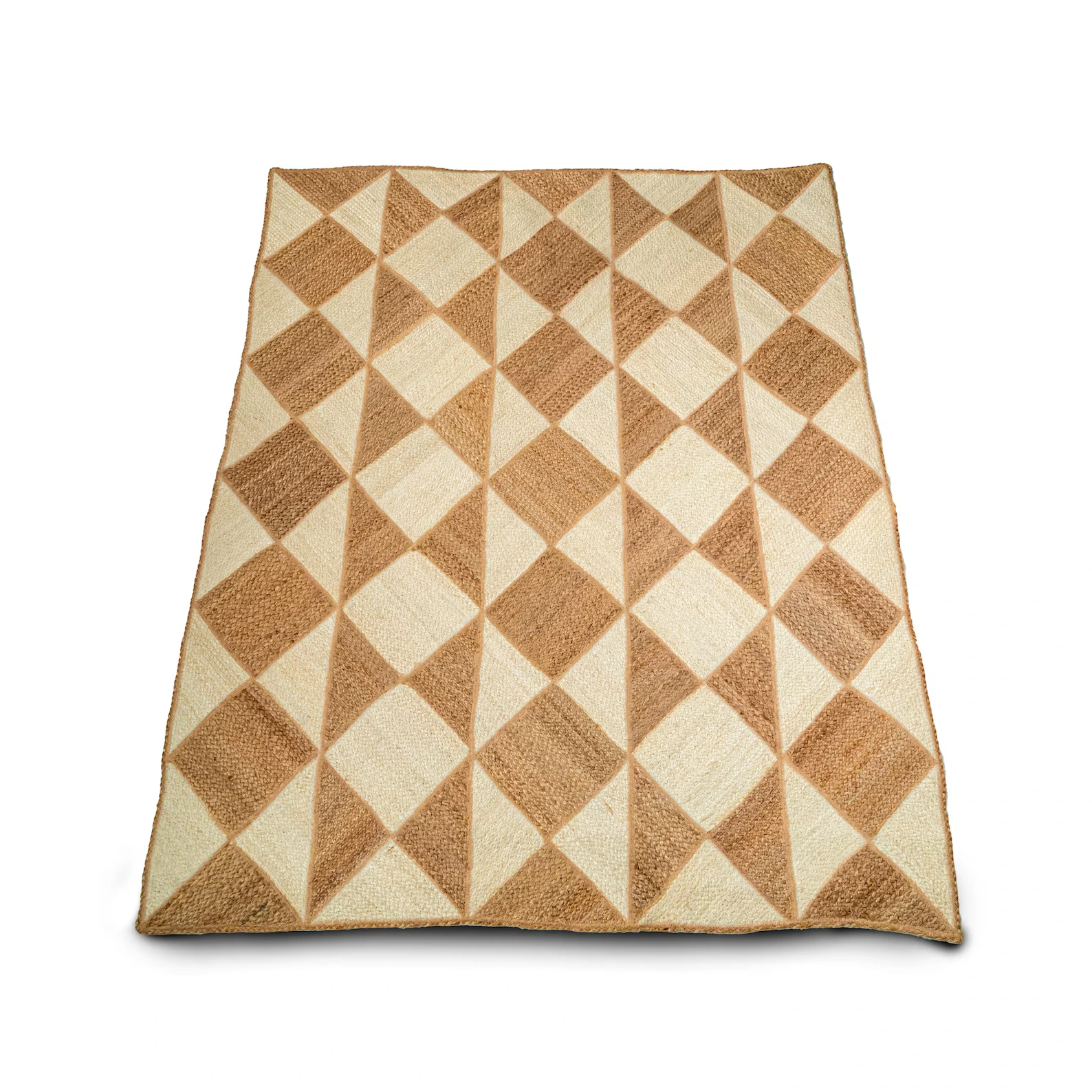 P12.2-Hand-Woven Two-Tone Geometric Jute Carpet