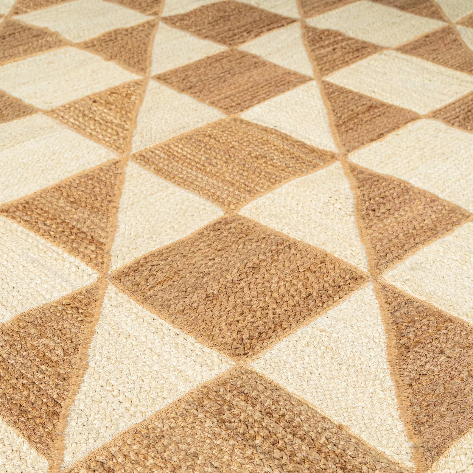 P12.6-Hand-Woven Two-Tone Geometric Jute Carpet